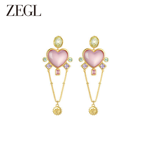 ZEGL设计师春夏缤纷系列粉色爱心耳环女2023年新款潮耳钉银针耳饰 商品图0