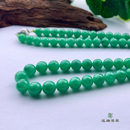 派瑞翡翠 翡翠珠链 糯种 满绿 商品图1