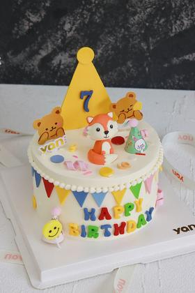 宝宝周岁蛋糕-一只小狐狸（下单时备注几岁）