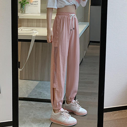 【新品束脚九分裤】冰丝网纱运动裤女，夏季薄款速干，高腰设计显瘦，宽松百搭哈伦束脚裤，让你尽情舒适运动。 商品图5