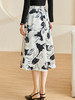 剩S/M 米思阳2024秋季新款百搭复古印花大摆裙修身显瘦纽扣半身裙女2523 商品缩略图3