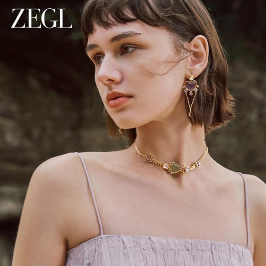 ZEGL设计师春夏缤纷系列粉色爱心耳环女2023年新款潮耳钉银针耳饰 商品图2