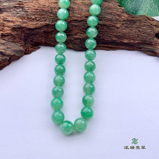 派瑞翡翠 翡翠珠链 糯种 满绿 商品图2
