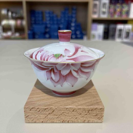 B-SSFH-5001 素手繁花 手彩荷花盖碗 商品图0