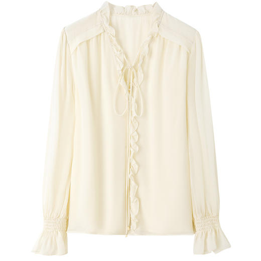 SM 12399761真丝桑蚕丝上衣时尚大领长袖衬衫 商品图4