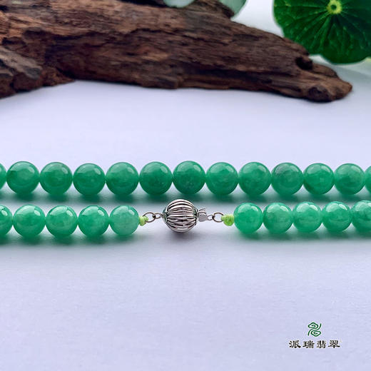派瑞翡翠 翡翠珠链 糯种 满绿 商品图3