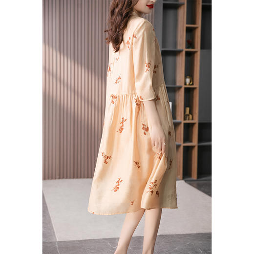 YX【现货7天】设计感立领刺绣绣花连衣裙女2023夏季新款韩版长款衬衫裙子 商品图3