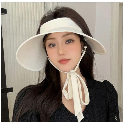 【加大加宽更显脸小❗️季新款变色空顶遮阳帽】防风绳大卡扣，方便携带不占用空间，UV防晒防紫外线，透气舒适，女夏沙滩帽冰丝飘带大檐防晒帽潮 商品图5