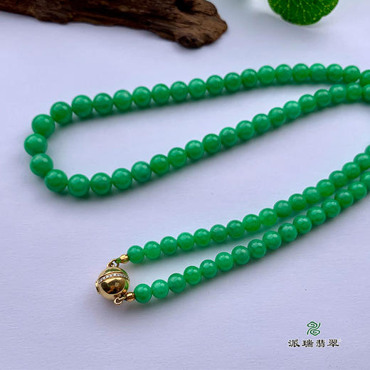 派瑞翡翠 翡翠珠链 糯种 满绿 商品图3