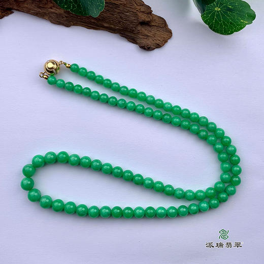 派瑞翡翠 翡翠珠链 糯种 满绿 商品图4