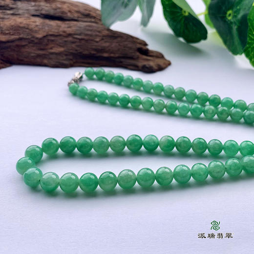 派瑞翡翠 翡翠珠链 糯种 满绿 商品图1