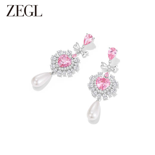 ZEGL设计师甜蜜梦境系列爱心水滴耳环女轻奢高级感耳钉银针耳饰品 商品图0
