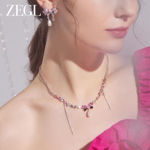 ZEGL设计师甜蜜梦境系列流苏叠戴项链女生轻奢小众人造珍珠锁骨链 商品图4