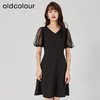 oldcolour2023春季新款黑色时尚气质优雅V领连衣裙女GO21101756 商品缩略图2