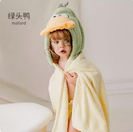 【洗浴用品】嫚熙儿童浴巾新生超软宝宝斗篷婴儿洗澡秋冬浴袍 商品图3