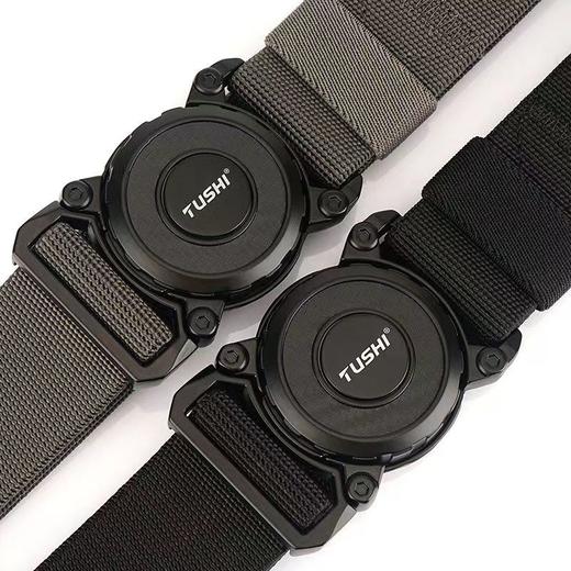 户外运动自动扣快脱插扣战术腰带男松紧弹力帆布皮带作训工装裤带 商品图1