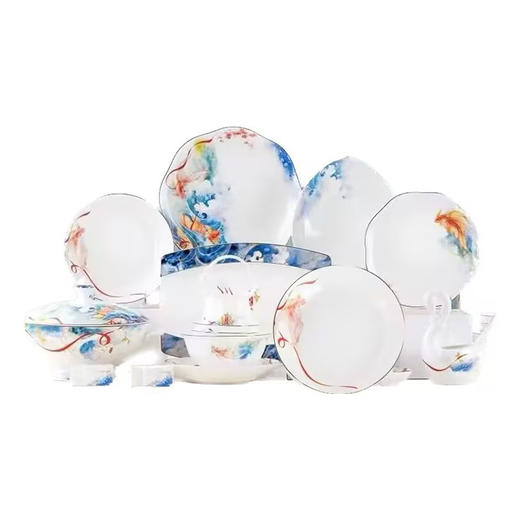  凡瑞斯中式骨瓷套装餐具 余生有你10人用50头 乔迁送礼 商品图0