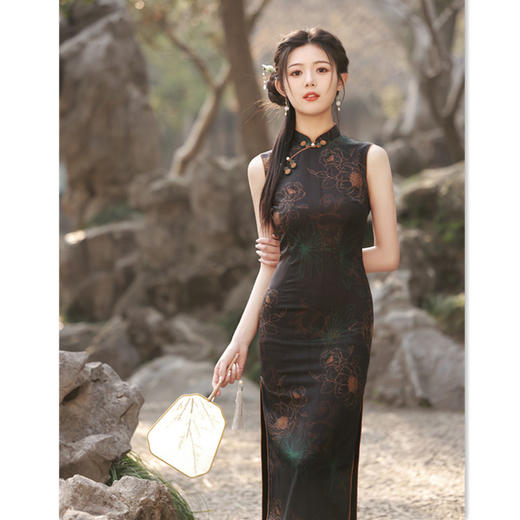 时尚改良修身年轻少女款长款无袖日常旗袍GX179041 商品图0