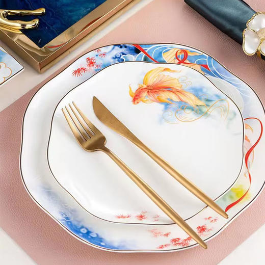  凡瑞斯中式骨瓷套装餐具 余生有你10人用50头 乔迁送礼 商品图1