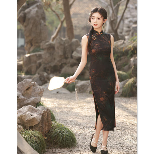 时尚改良修身年轻少女款长款无袖日常旗袍GX179041 商品图2