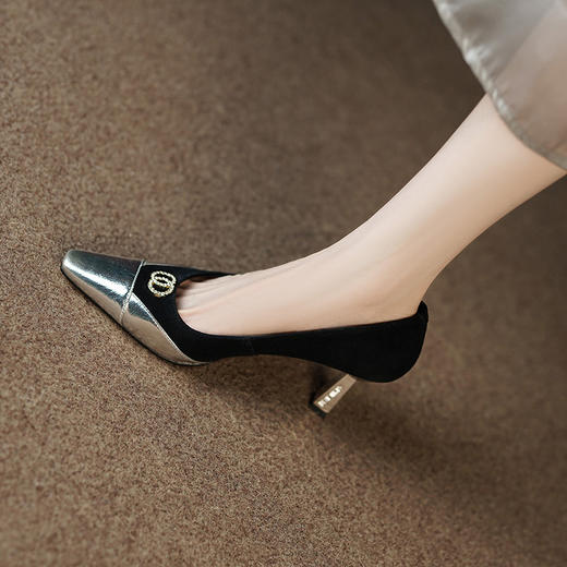秋季新款，时尚个性撞色小香风高跟单鞋HCY-3667 商品图7