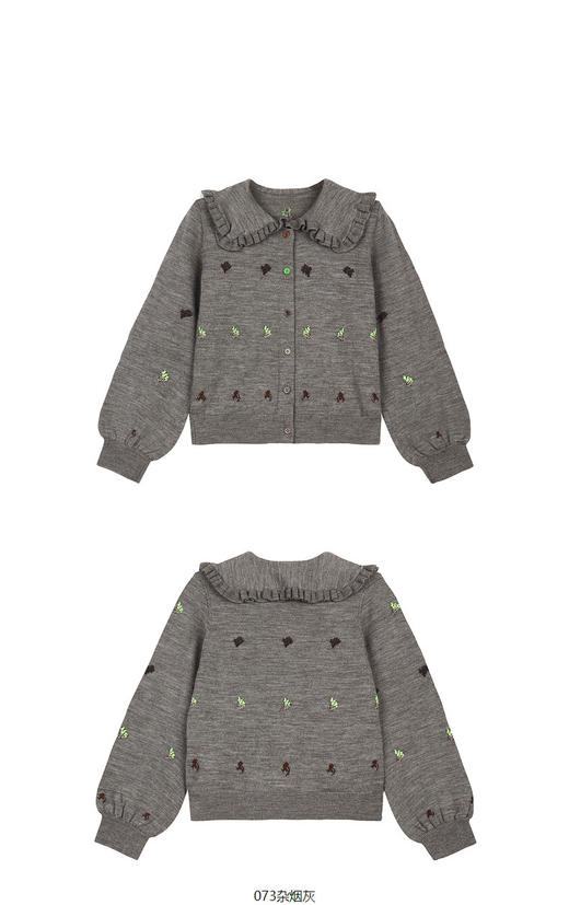 jnby  23年秋款  娃娃领长袖短款开襟毛衫  1N8311530 商品图7