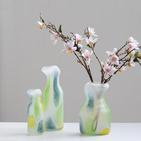 磨砂彩色玻璃花瓶餐桌器皿摆件工艺品