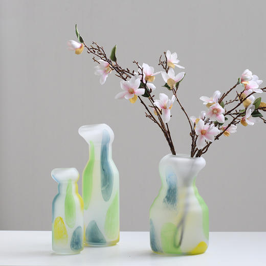 磨砂彩色玻璃花瓶餐桌器皿摆件工艺品 商品图0