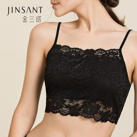 金三塔桑蚕丝女蕾丝短款吊带防走光抹胸裹胸内衣打底丝滑透气   1NZW2409