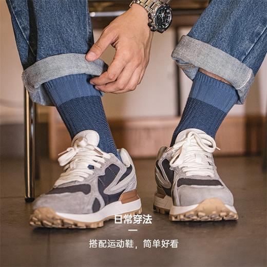 工装优选 美式复古撞色针织中筒袜透气粗线拼接小众双针长袜子男 商品图2