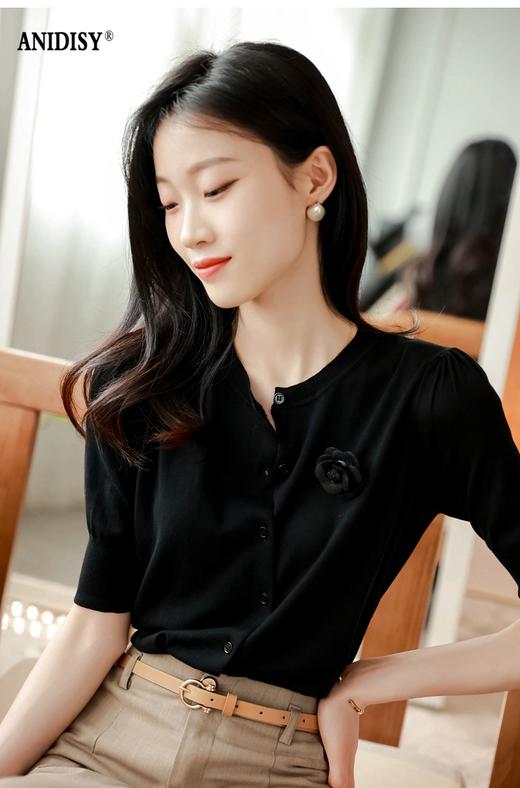 新品圆领五分短袖针织开胸衫 商品图3