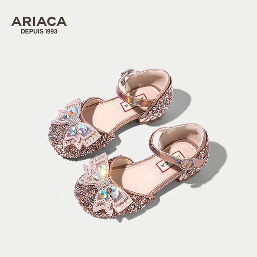 ARIACA艾芮苏儿童公主鞋银色小高跟女童水晶鞋 商品图4