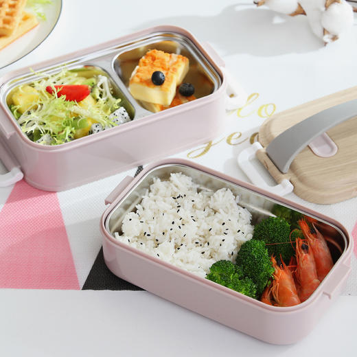 【日用百货】-304双层不锈钢饭盒分格保温午餐盒 商品图1