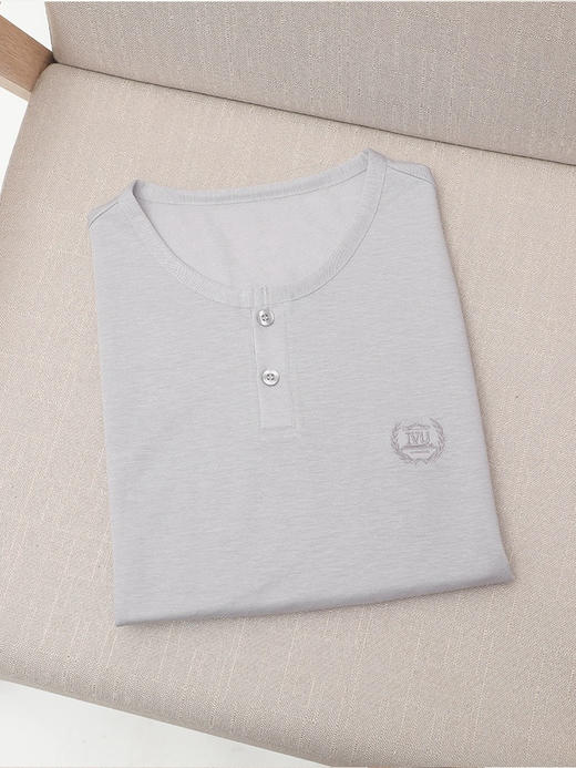 安莉芳旗下IVU男士圆领套头短袖冰丝睡衣夏季薄款家居上装UL00129 商品图2