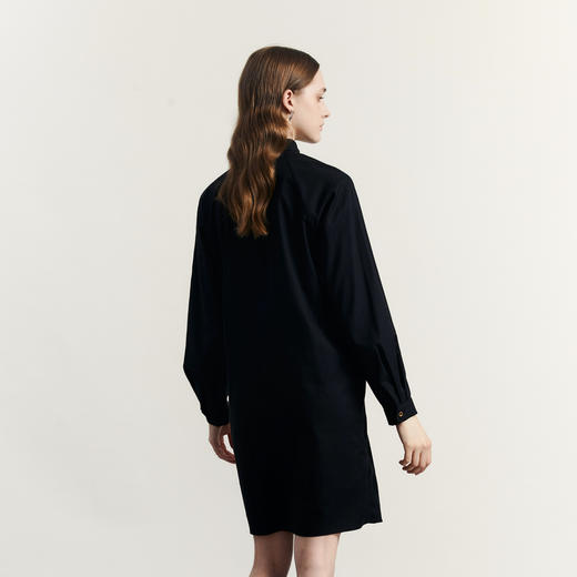 谜底宽松拼接连衣裙长袖2023秋新款复古文艺印花中长裙233ML1152 商品图2