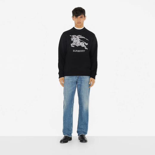 BURBERRY 巴宝莉 男士马术骑士刺绣棉质运动卫衣 黑色 8072777 A1189 商品图1