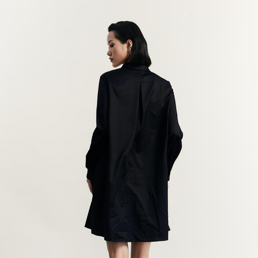 谜底衬衫式连衣裙2023秋款时尚简约印花拼接宽松中长裙233ML1104 商品图2