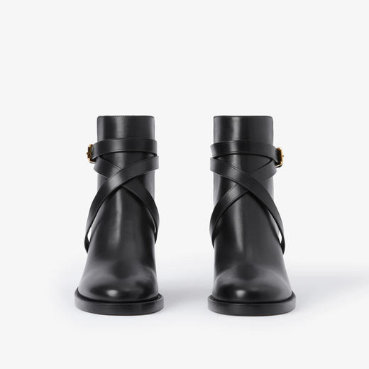 BURBERRY 巴宝莉 女士 House 格纹拼小牛皮及踝靴 黑色 8056818 A7626 商品图1