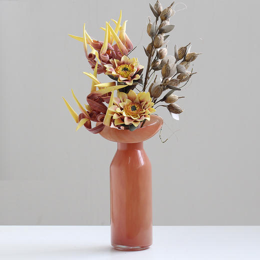 咖色卷边玻璃花瓶摆件花插 商品图12