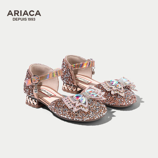 ARIACA艾芮苏儿童公主鞋银色小高跟女童水晶鞋 商品图5