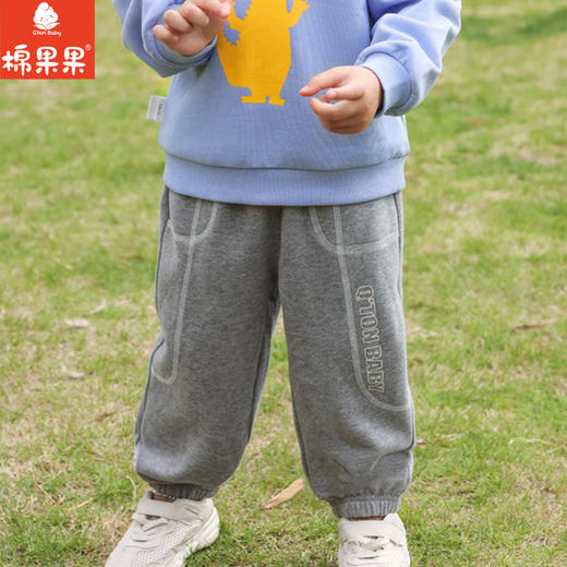 棉果果秋季新品男童大毛圈撞色运动舒适休闲针织长裤M312200223491 商品图0