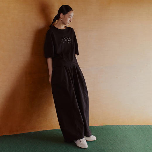 绽放526朵【黑白灰系列·男友裤】有机棉立体廓形帅气休闲阔腿裤 商品图3