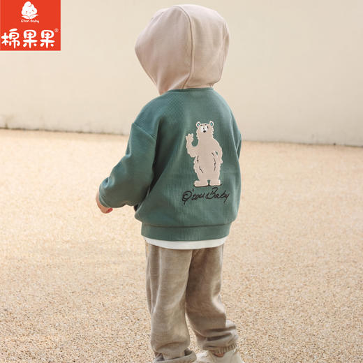 棉果果秋季新品男童华夫格针织连帽外套M312100223475 商品图0
