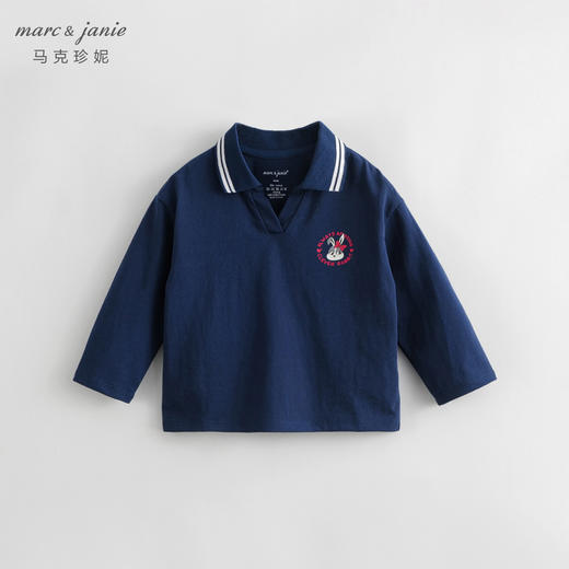 【学院风】马克珍妮秋装新款 女童兔子图案纯棉polo领T恤231361 商品图1