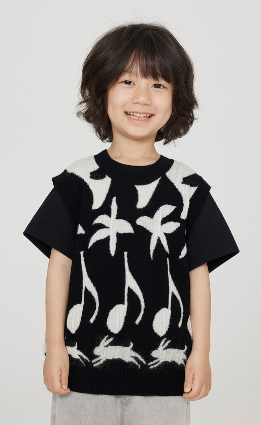 jnby   23年秋款   独特提花针织背心  1N8312450 商品图5