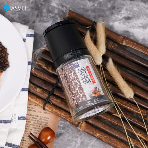 阿司倍鹭(ASVEL) FORMA 陶瓷芯研磨器手动玻璃瓶胡椒磨碎器 黑色 商品图0