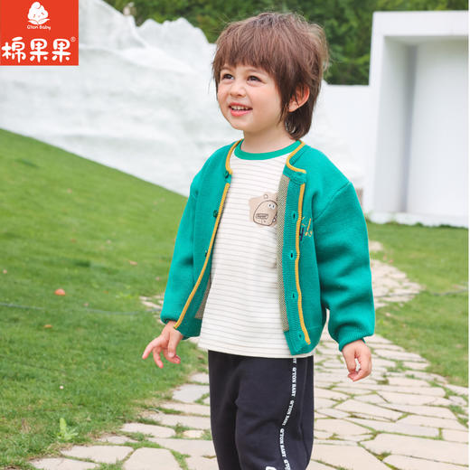 棉果果秋季新品男童撞色棉线开衫线衣毛衣M312161523476 商品图1
