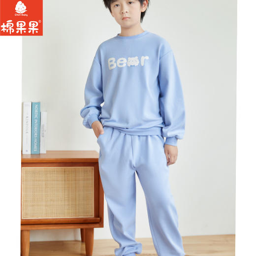 棉果果秋季新品男童磨毛棉毛有机棉纱5A中小童90-130码抗菌运动套装M311302223506 商品图2