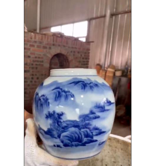 通景山水双盖密封茶叶罐 商品图0