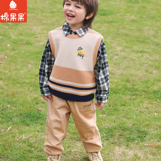 棉果果秋季新品男童棉线背心毛衣线衣帅气绅士M312170523455 商品图0